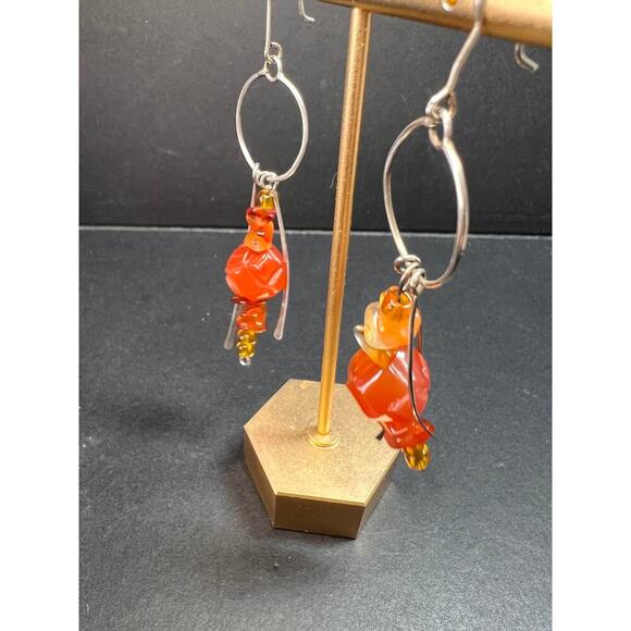 Vintage carnelian sterling silver dangle earrings - Picture 11 of 16